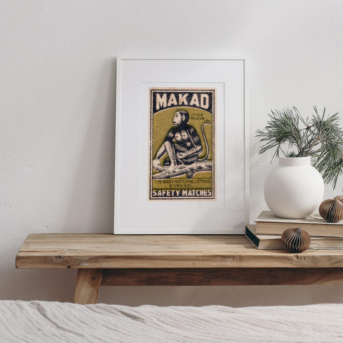 Makad Monkey Safety Matches Indian Matchbox Label Animal Poster - Image 3