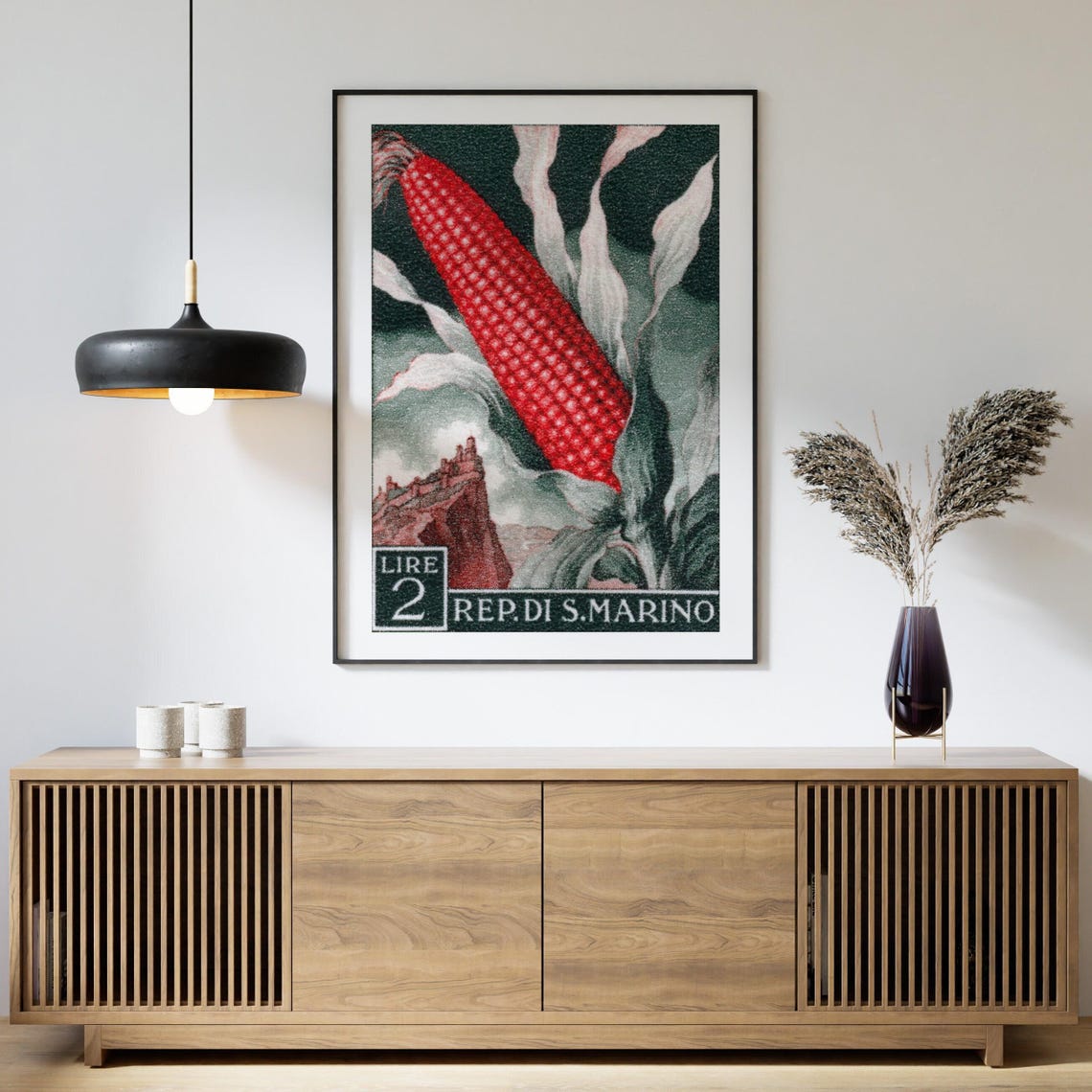 San Marino Red Corn Vintage Postage Stamp Botanical Art Poster - Image 4