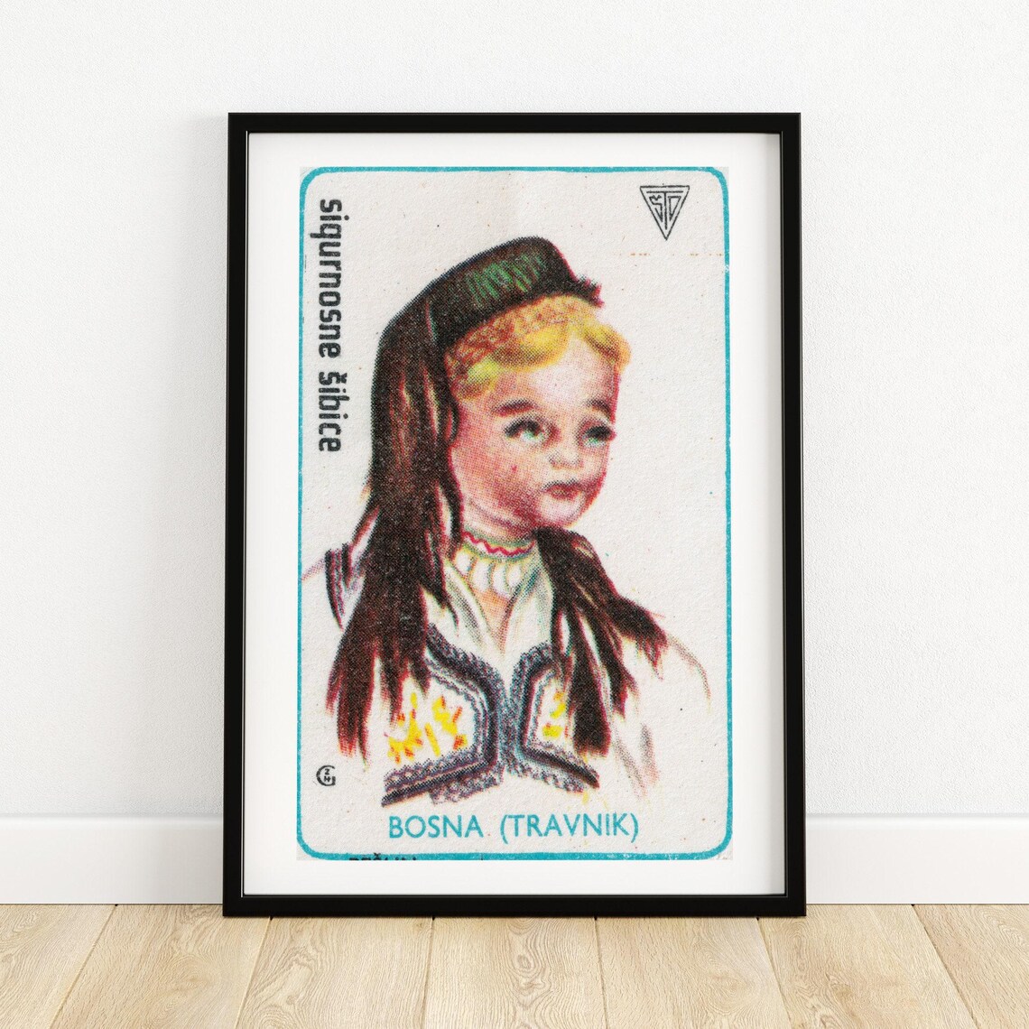 Bosnian Girl Folk Costume Travnik Vintage Matchbox Art Poster