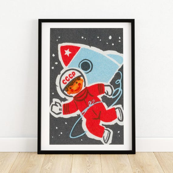 Soviet Child Astronaut Matchbox Vintage Poster Print