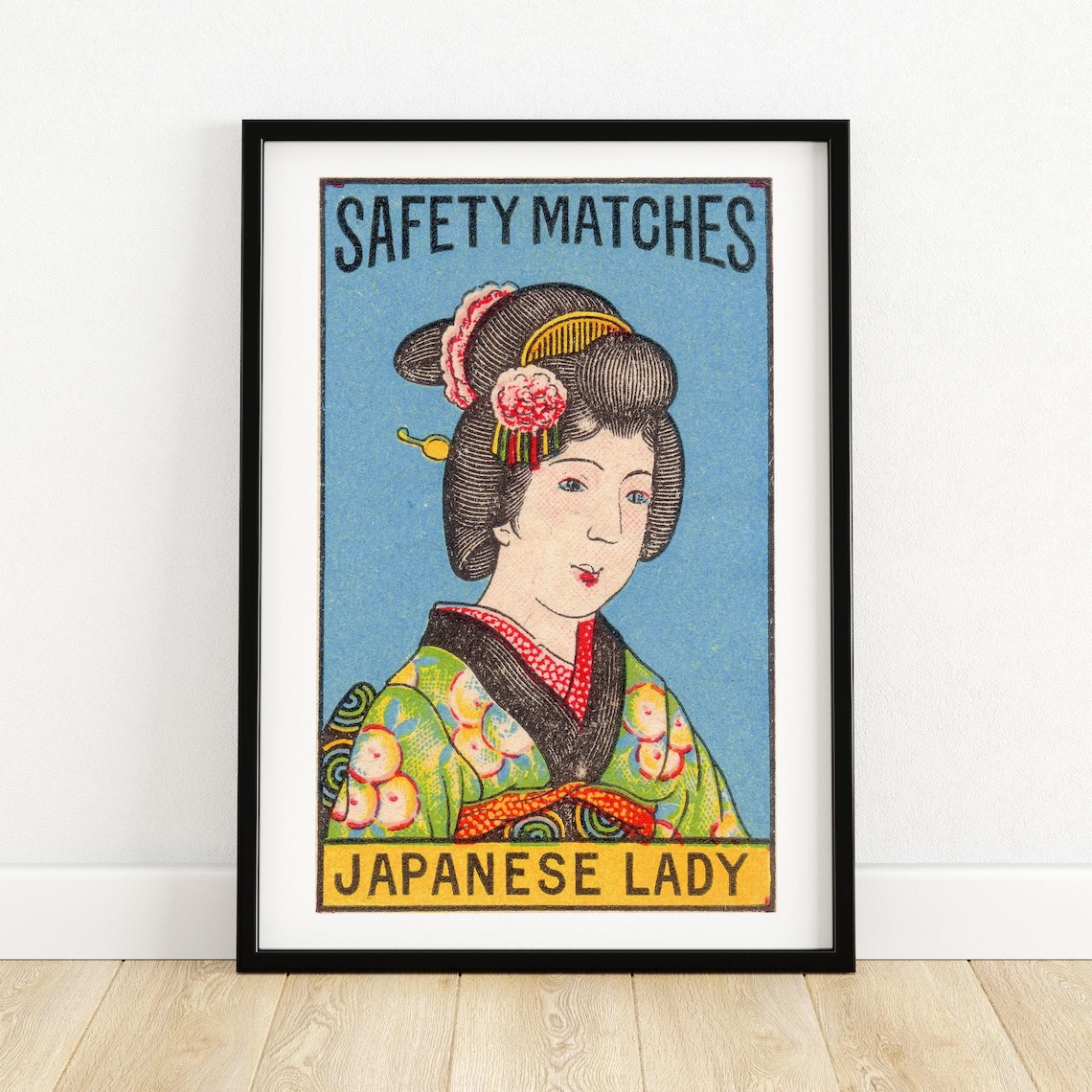 Japanese Lady Kimono Geisha Vintage Safety Matches Label Art Poster