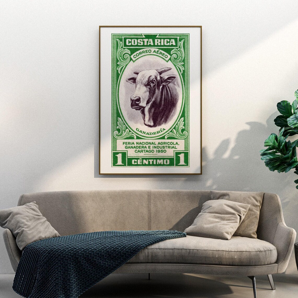Horned Cow Costa Rica Vintage Poster Print - Image 3