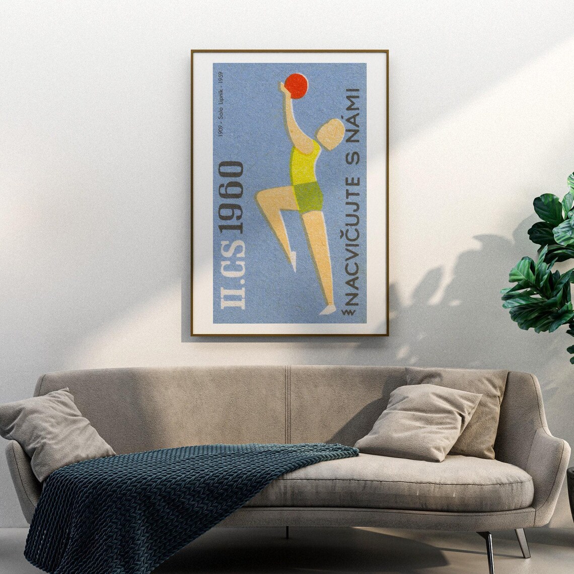 Volleyball Player Matchbox Vintage Czech Poster Print - Image 3