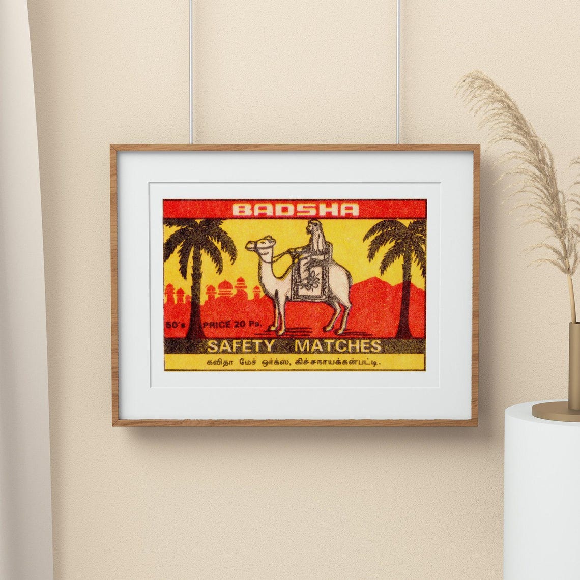 Badsha Camel Rider Safety Matches Indian Matchbox Label Poster - Image 2