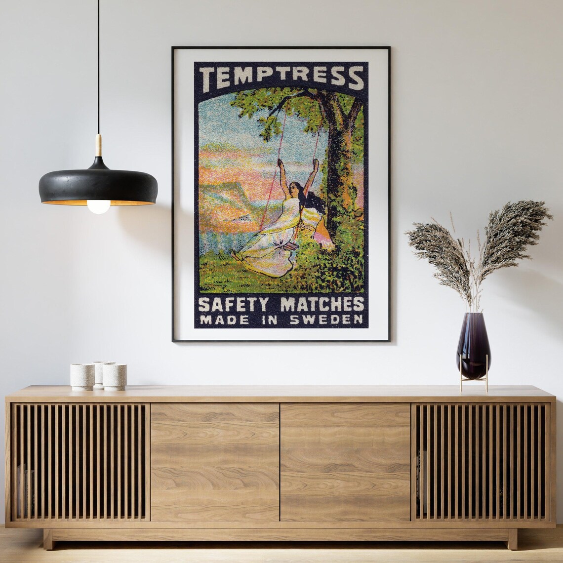 Temptress Swedish Safety Matches Vintage Swing Woman Art Poster - Image 4