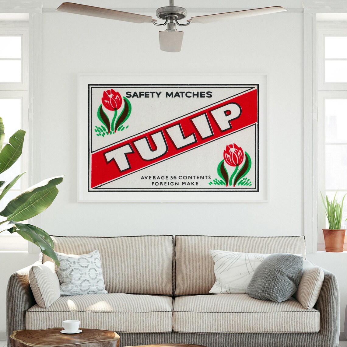 Tulip Vintage Safety Matches Red Flower Label Artwork Poster - Image 3