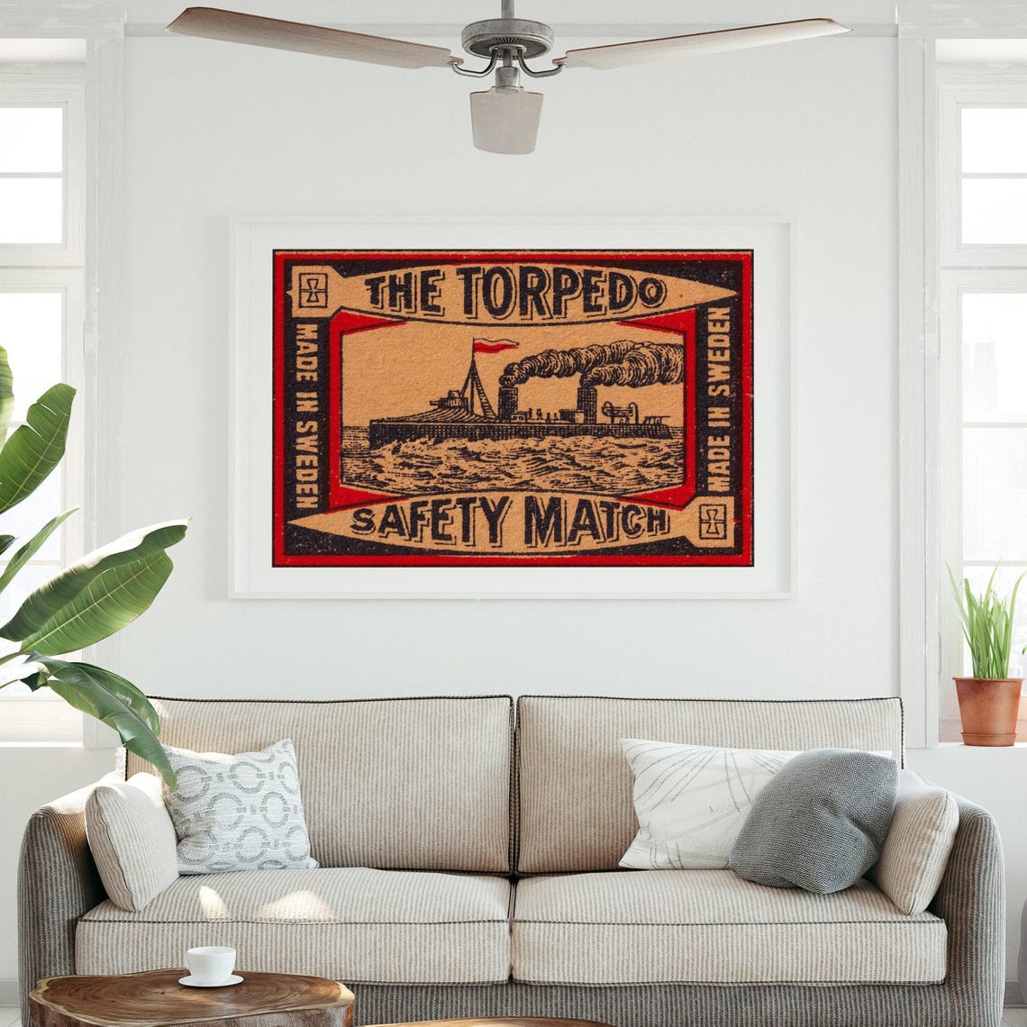The Torpedo Steamship Vintage Swedish Matchbox Label Art Poster - Image 3