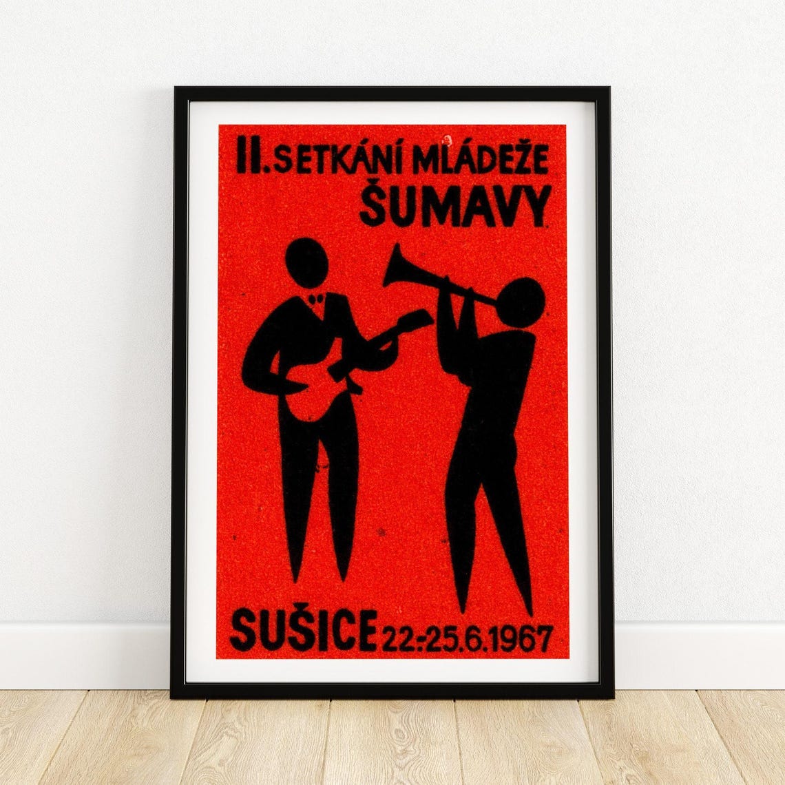 Sumavy Youth Meeting Susice 1967 Czech Musicians Silhouette Poster