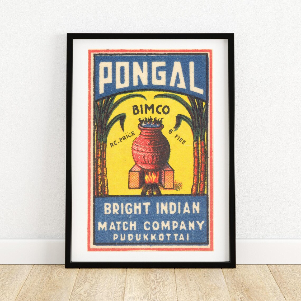 Pongal BIMCO Bright Indian Match Company Vintage Festival Poster