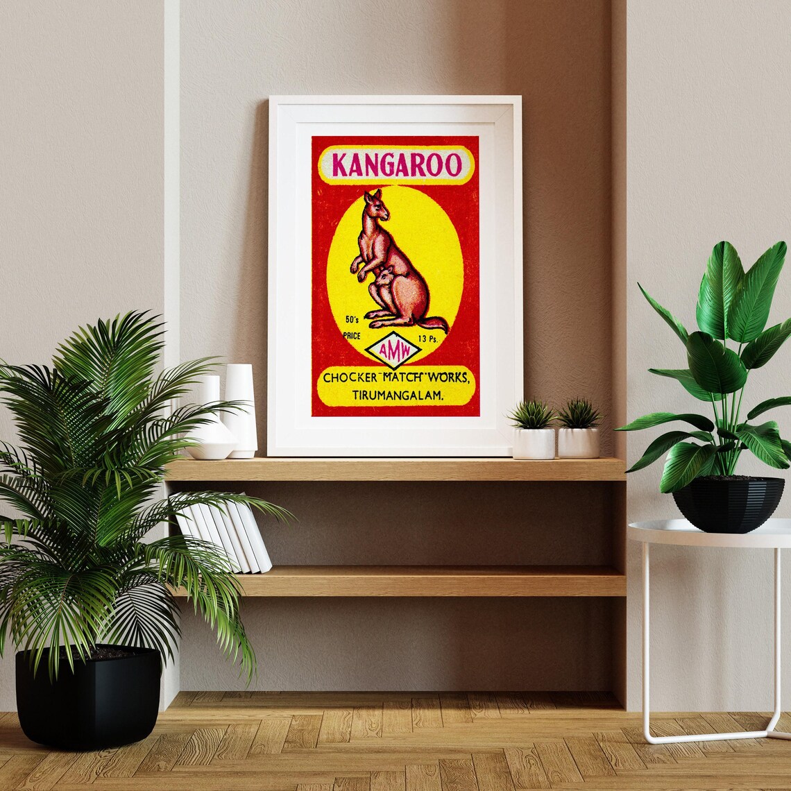 Kangaroo Mother and Joey Golden Disc Vintage India Match Poster - Image 2