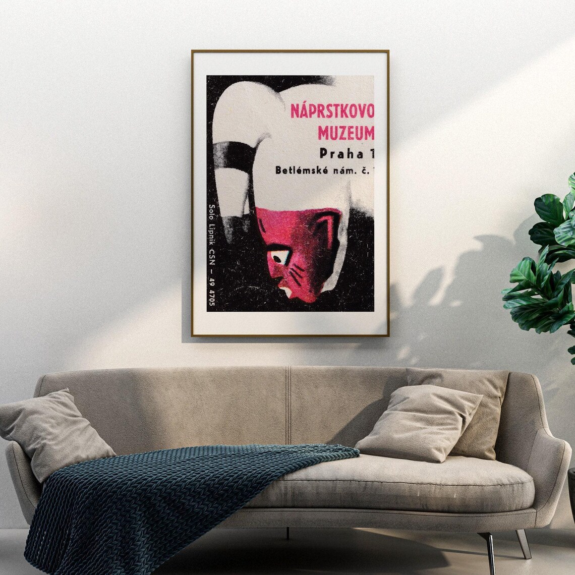Naprstkovo Museum Prague Mask Art Vintage Czech Matchbox Poster - Image 3