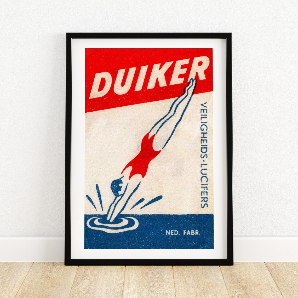 Duiker Diver Dutch Safety Matches Vintage Diving Sports Poster
