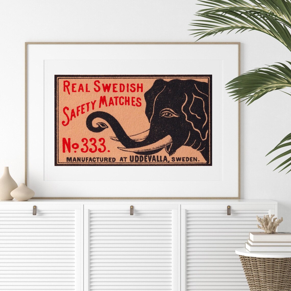 Black Elephant Matchbox Print, Vintage Sweden Poster - Image 2