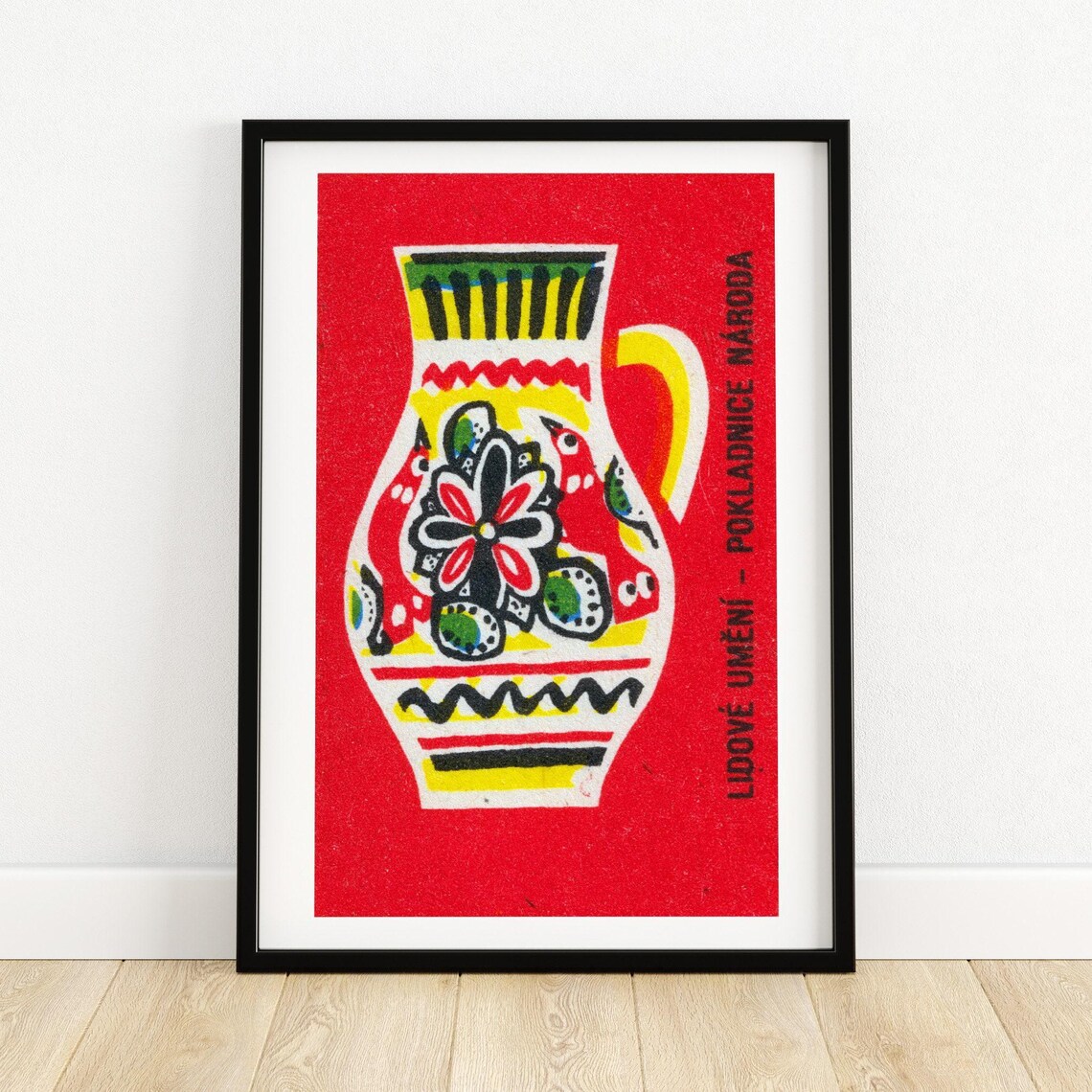 Red Folk Jug Vintage Czech Art Poster Print