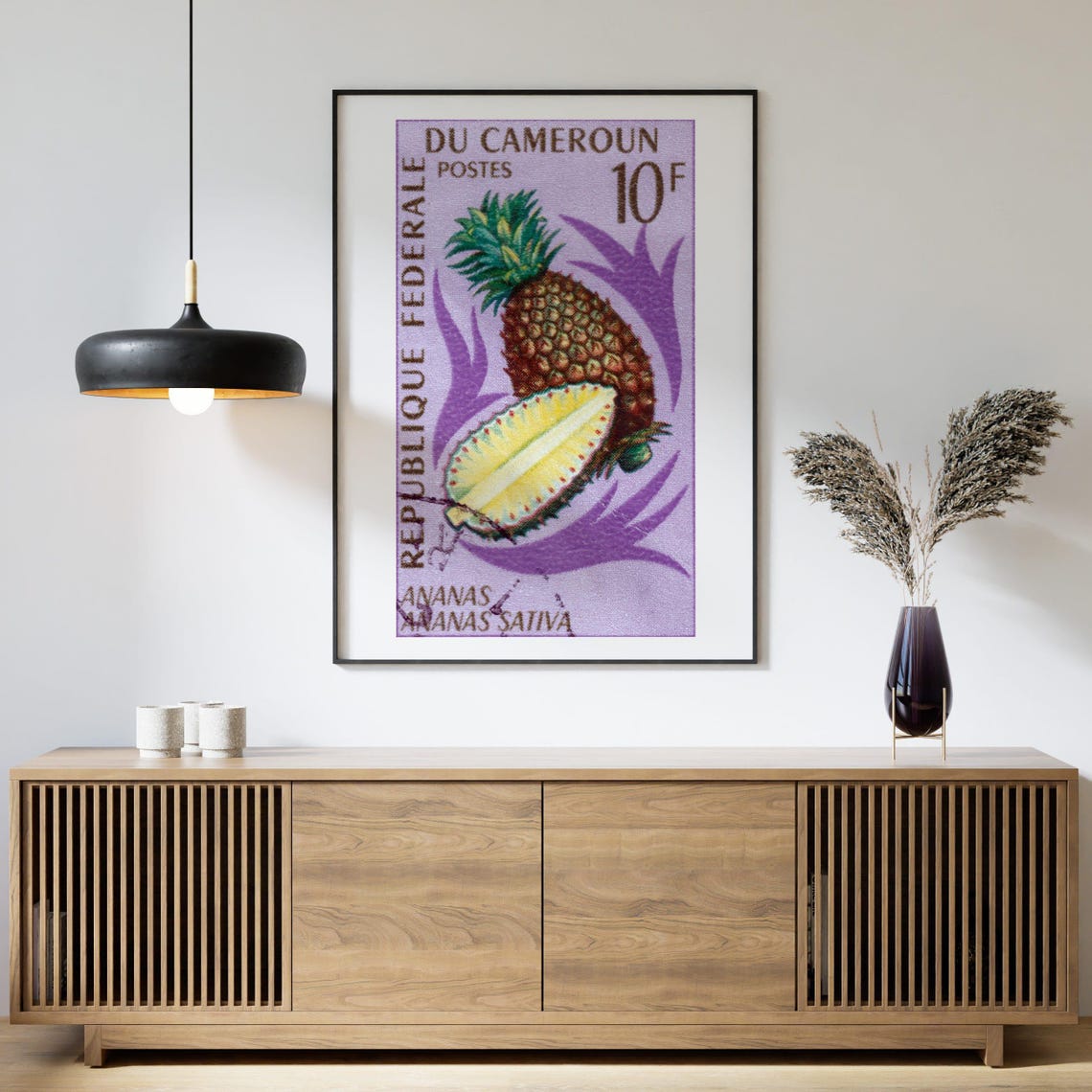 Cameroon Pineapple Postage Stamp Ananas Sativa Botanical Poster - Image 4
