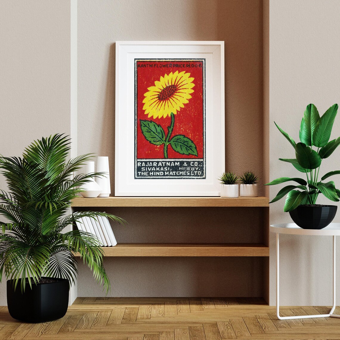 Kanthi Yellow Flower Vintage Indian Matchbox Label Floral Poster - Image 2