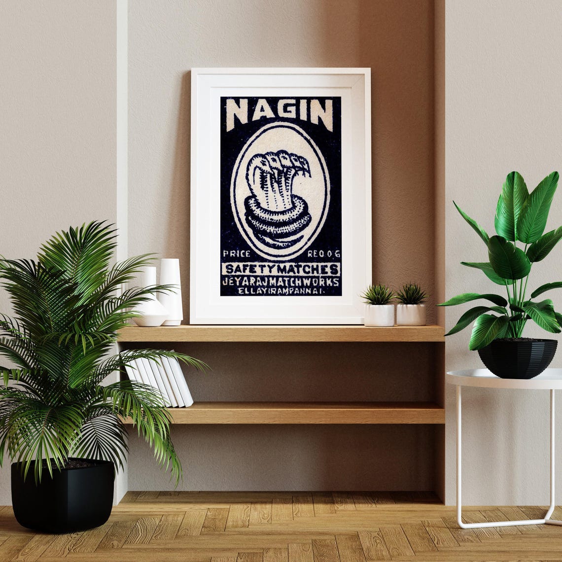 Nagin Five Headed Snake Indian Safety Matches Vintage Poster - Image 2