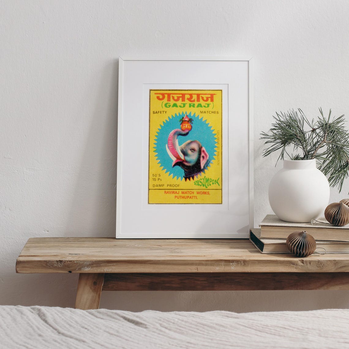 Gajraj Elephant Safety Matches Indian Matchbox Label Art Poster - Image 3