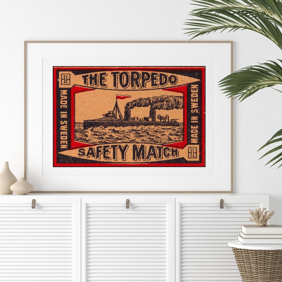 The Torpedo Steamship Vintage Swedish Matchbox Label Art Poster - Image 2