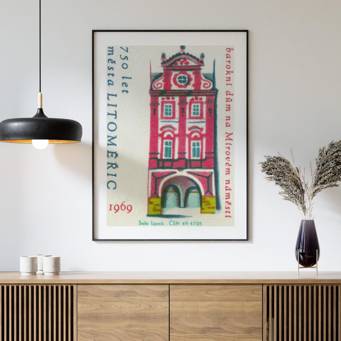 Litomerice 750 Years 1969 Baroque House Czech Vintage Label Print - Image 4