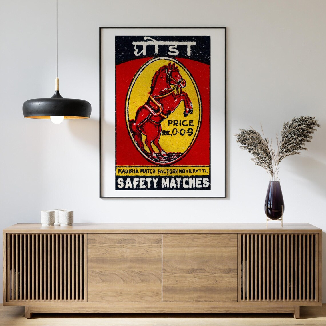Ghoda Red Horse Indian Safety Matches Vintage Matchbox Label Poster - Image 4