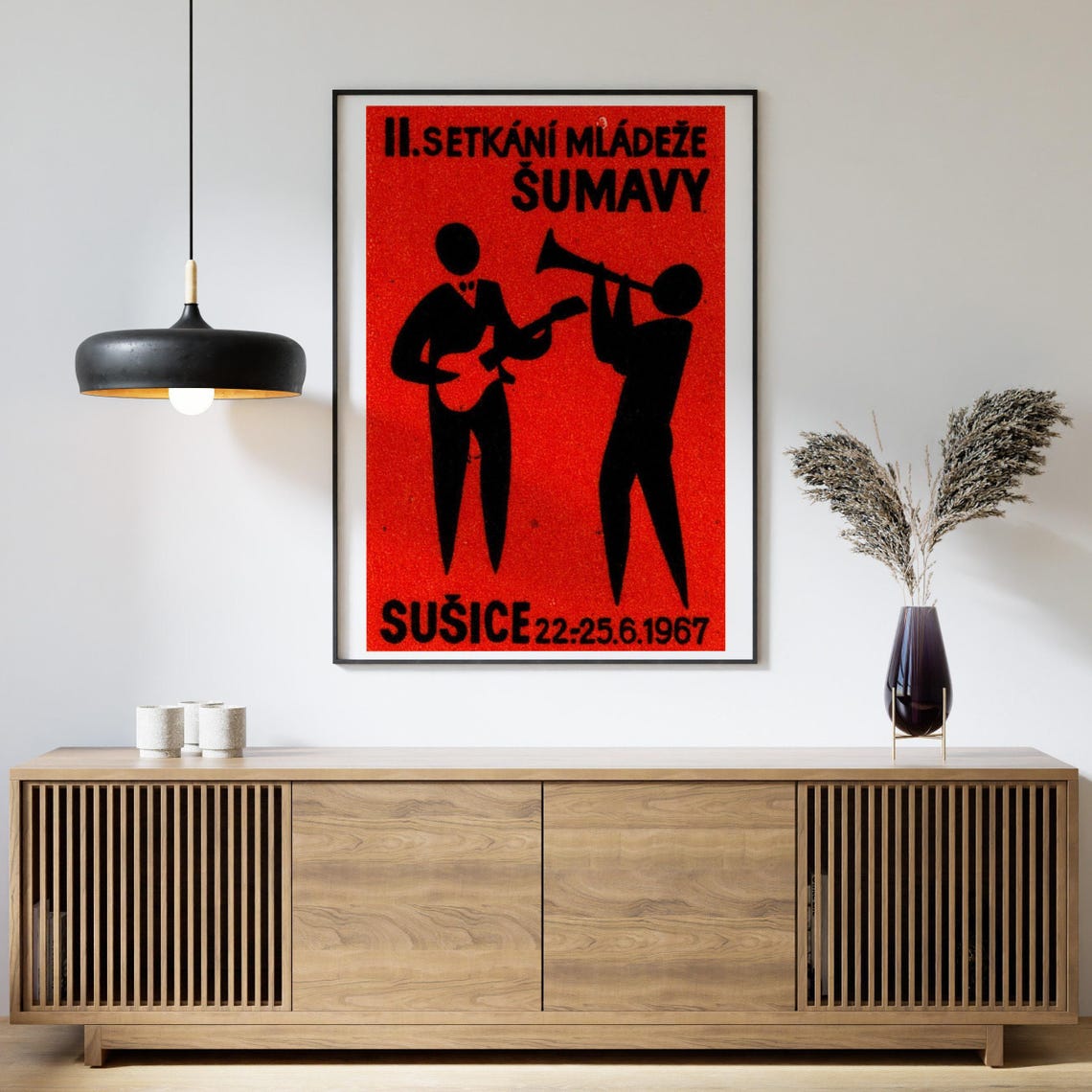 Sumavy Youth Meeting Susice 1967 Czech Musicians Silhouette Poster - Image 4