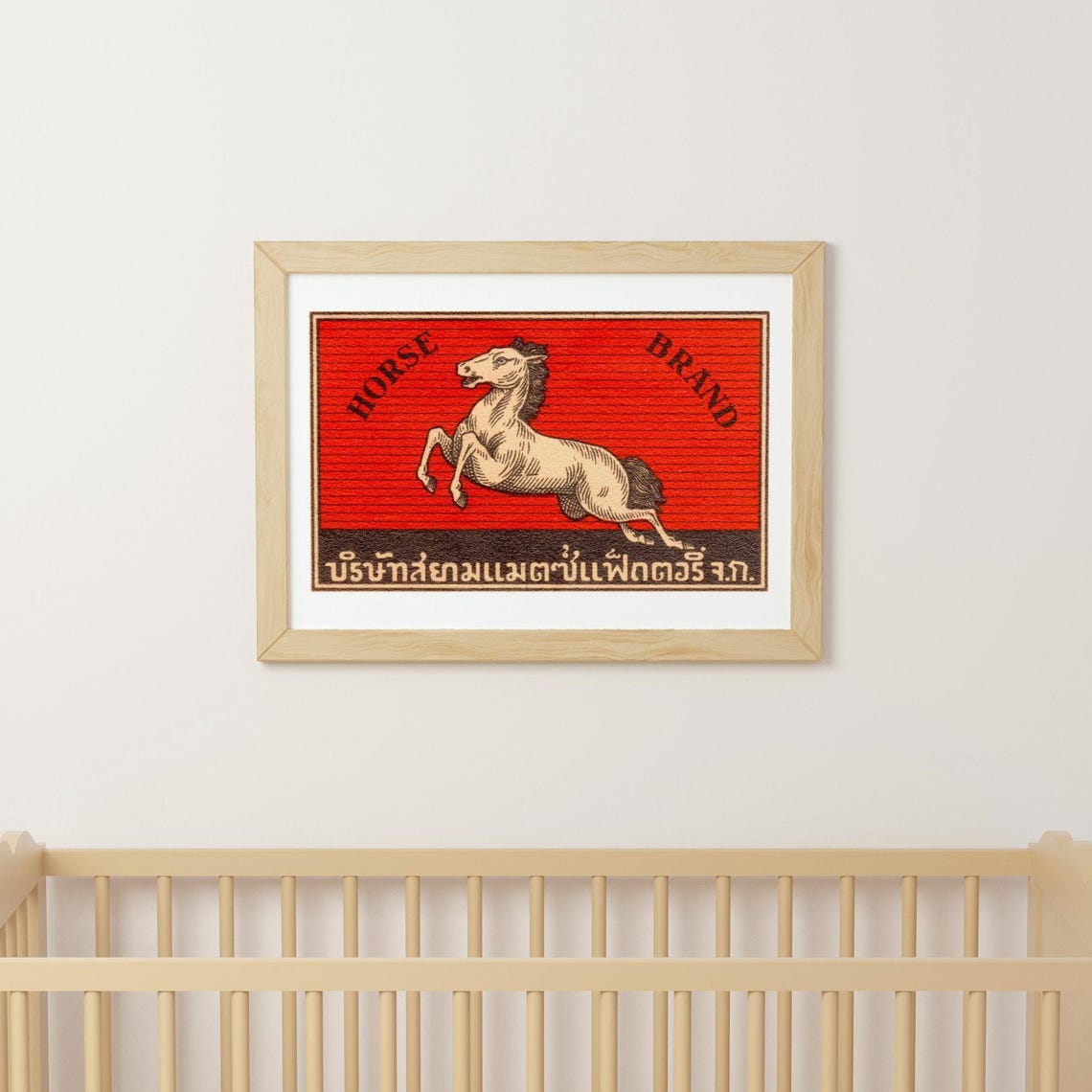Horse Brand Leaping Horse Thai Siam Vintage Matchbox Label Art Poster - Image 3