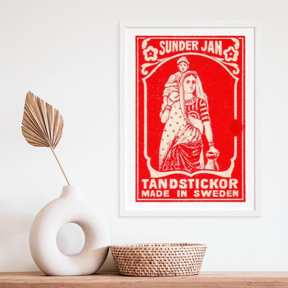 Sunder Jan Tändstickor Swedish Matchbox Label Red Indian Poster - Image 4