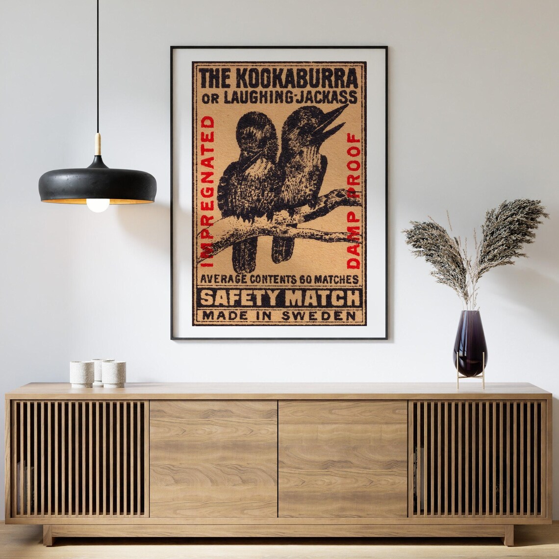 Kookaburra Matchbox Print, Vintage Sweden Poster - Image 4