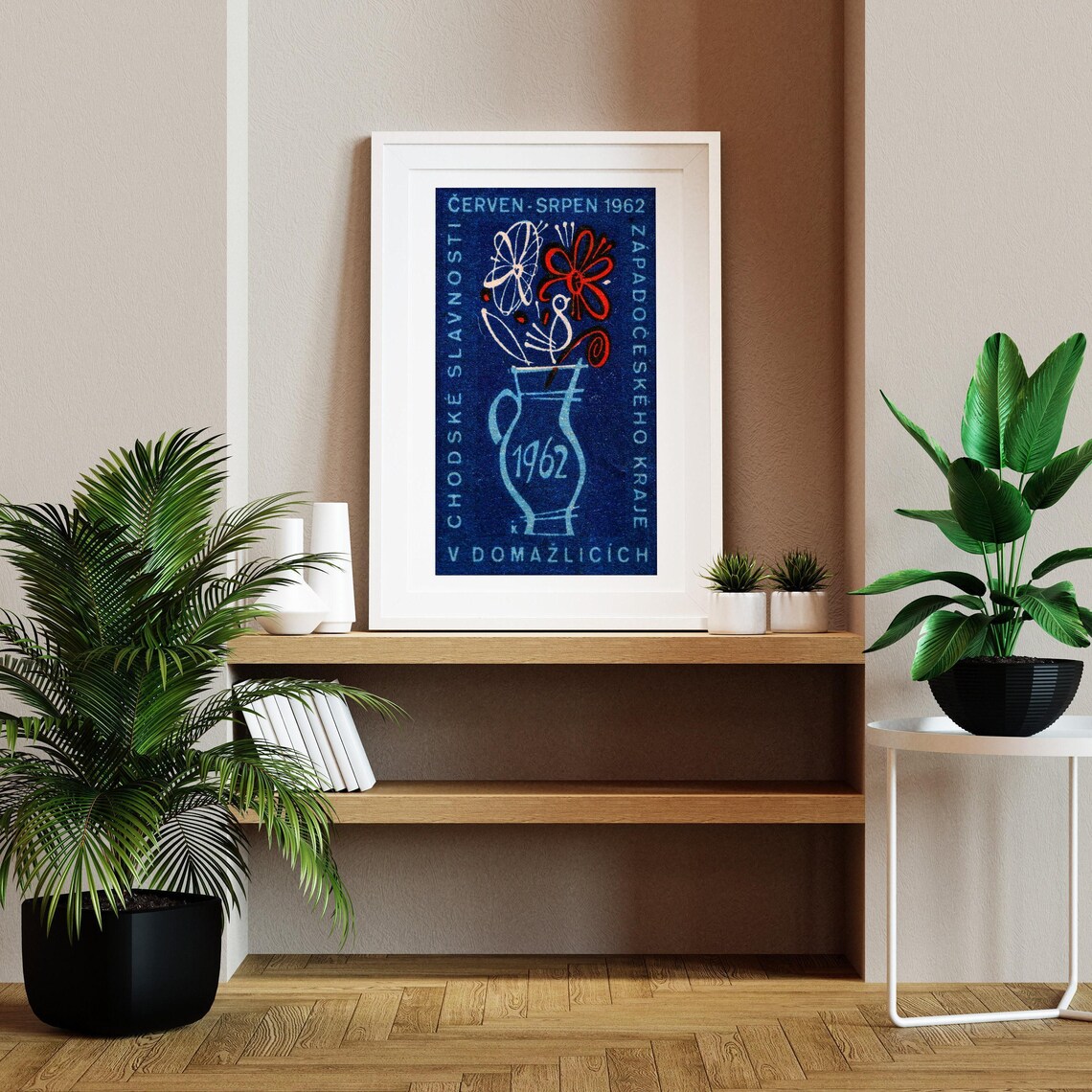 Bird On Blue Vase, Vintage Czech Art Poster - Image 2