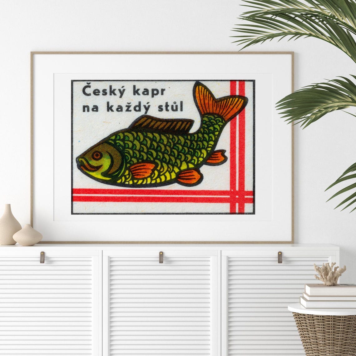 Czech Carp For Every Table Vintage Fish Matchbox Label Art Poster - Image 2