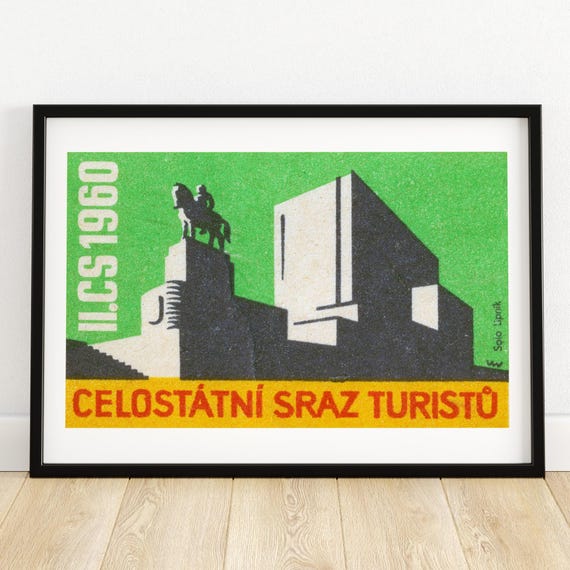 National Tourist Monument Matchbox Print Czech Wall Art Vintage Czech Art Matchbox Wall Poster Vintage Poster Print