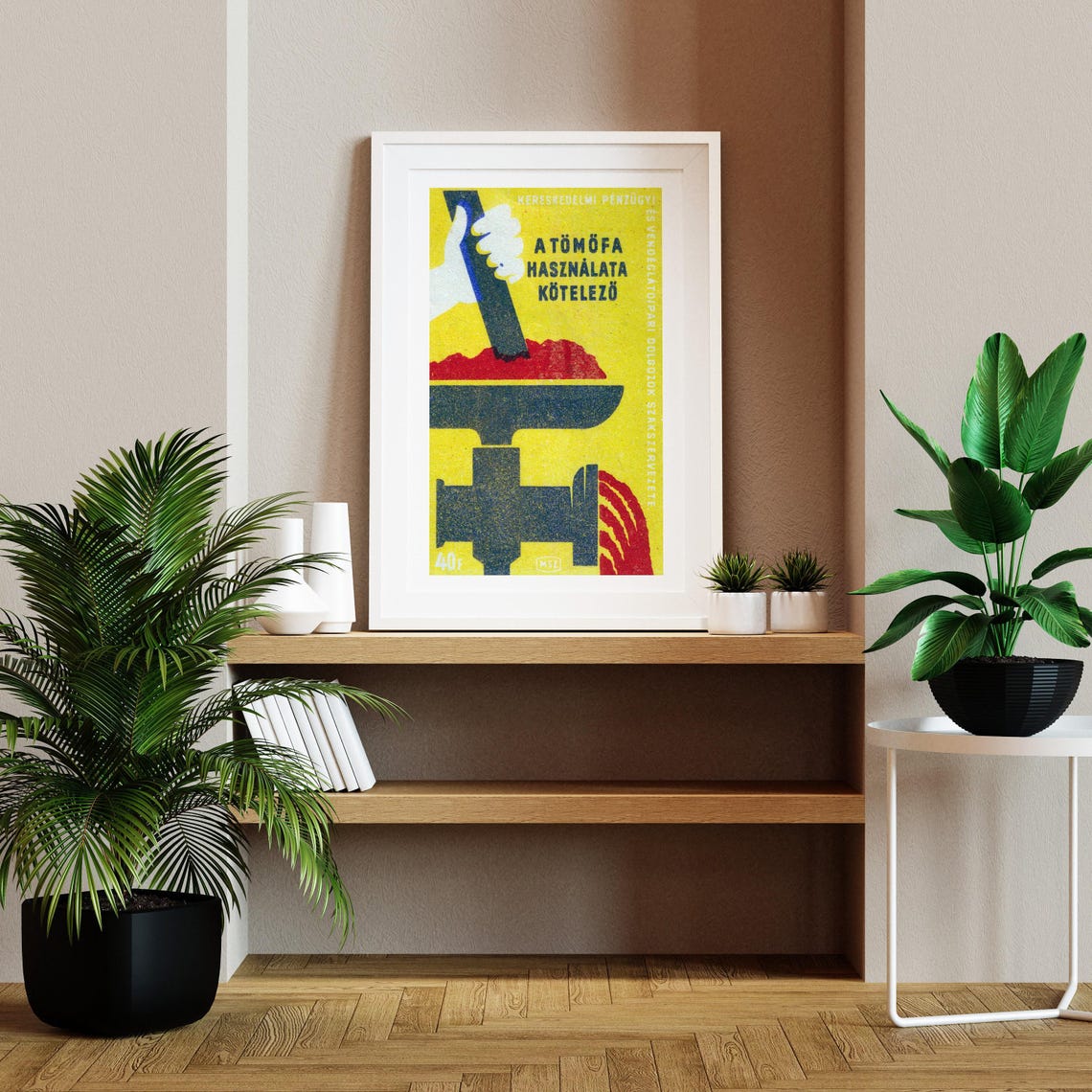 Meat Grinder Mincing Machine Vintage Hungarian Matchbox Poster - Image 2