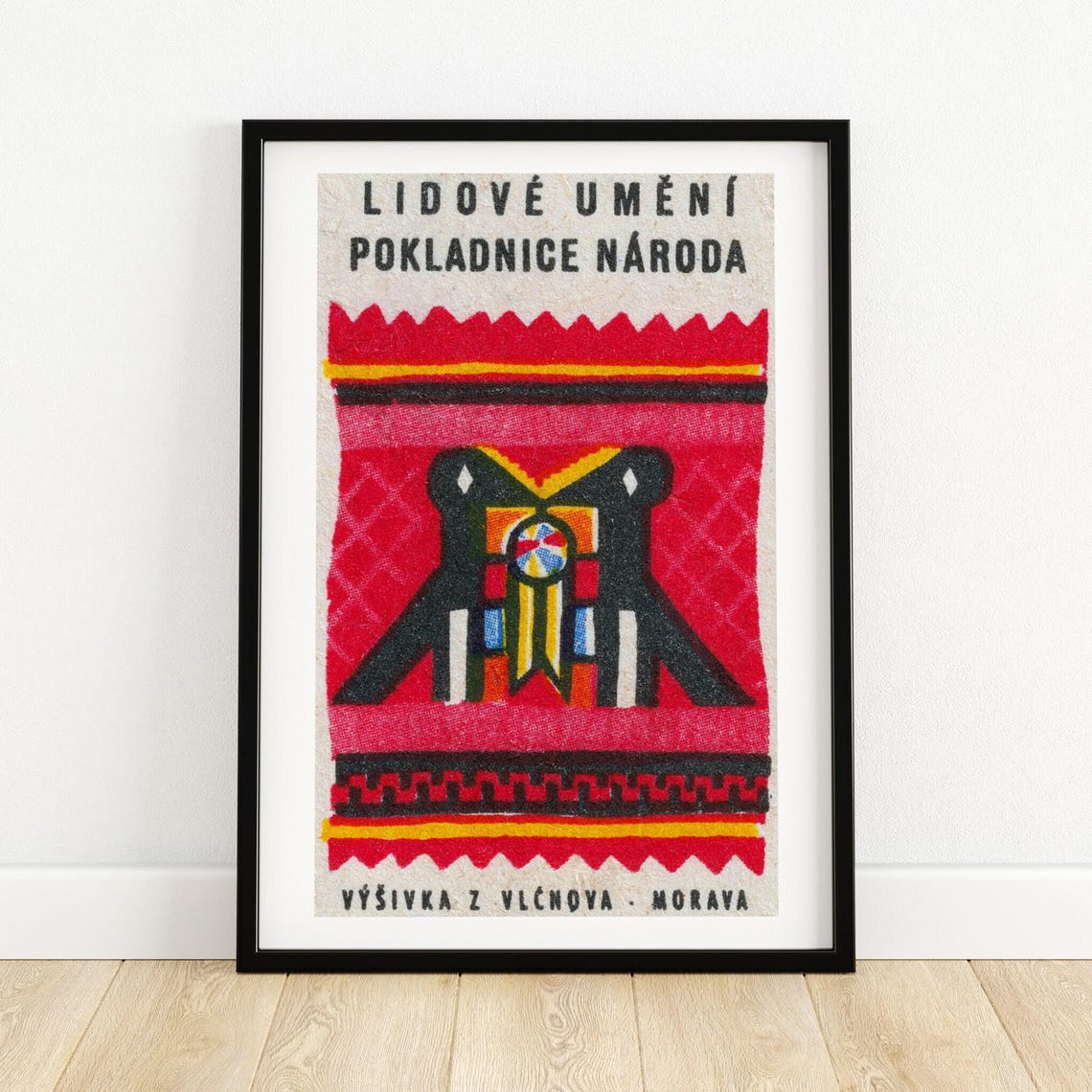 Vlchnov Morava Folk Embroidery Figures Vintage Heritage Art Poster