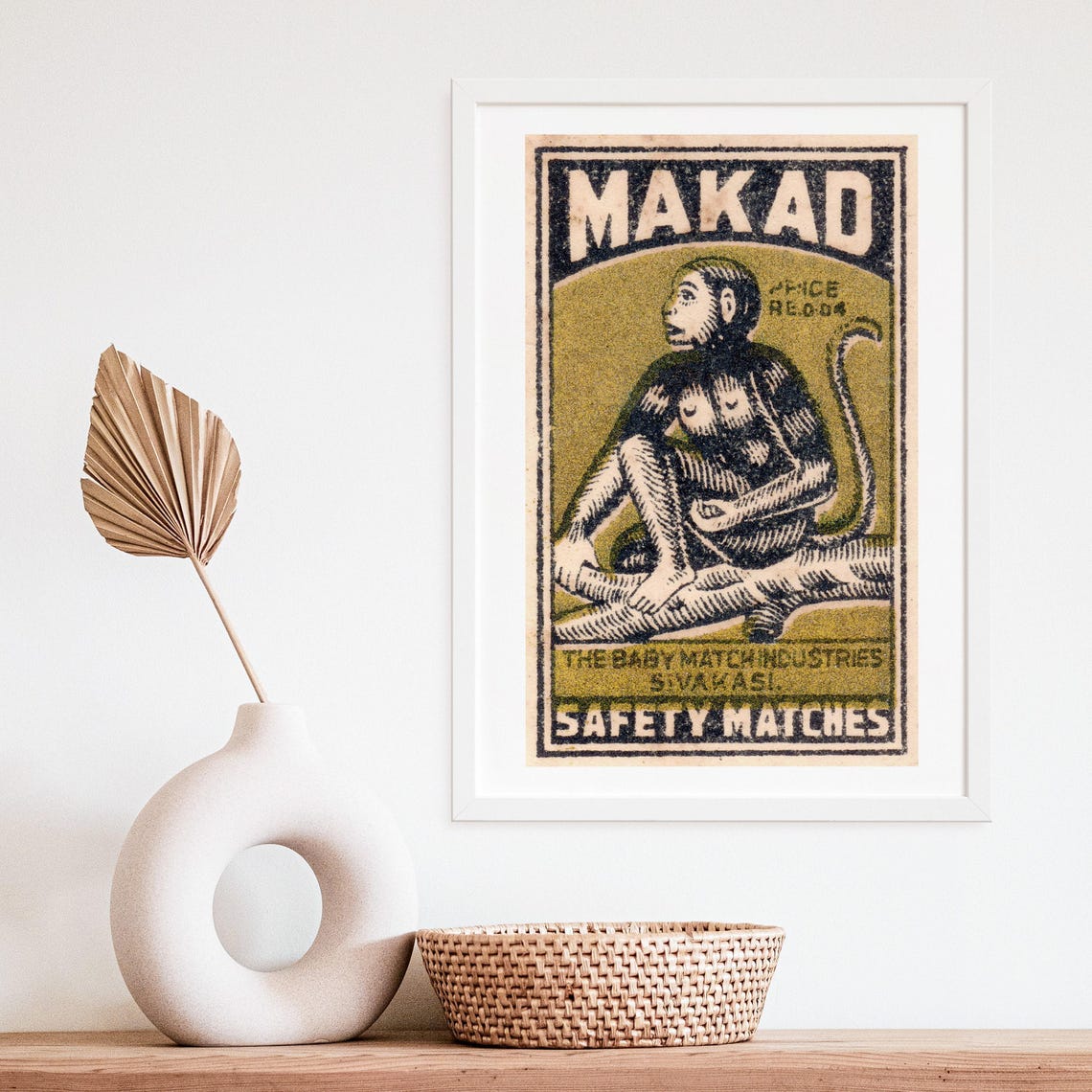 Makad Monkey Safety Matches Indian Matchbox Label Animal Poster - Image 4