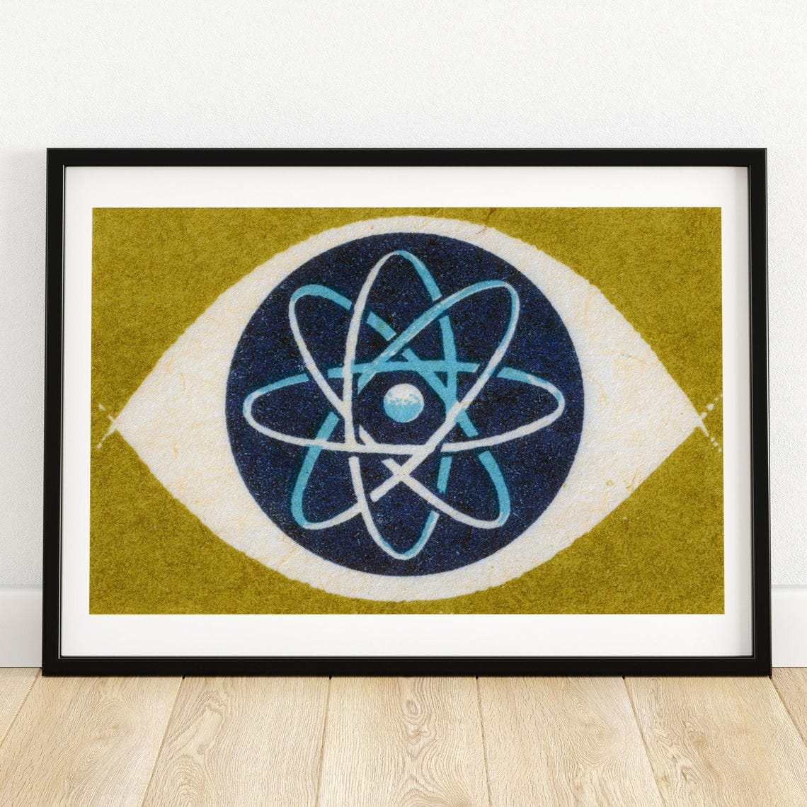 Atomic Energy Atom Eye Symbol Mid Century Vintage Art Poster