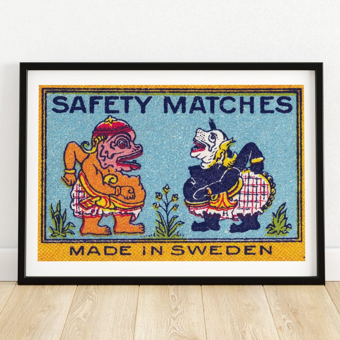 Balinese Dance Figures Safety Matches Swedish Matchbox Art Poster