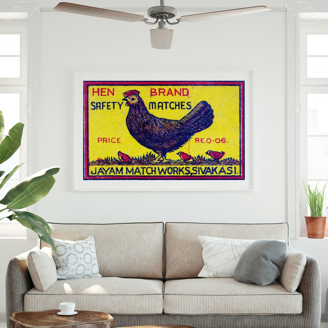 Hen Brand Safety Matches Vintage Hen and Chicks Matchbox Art Poster - Image 3