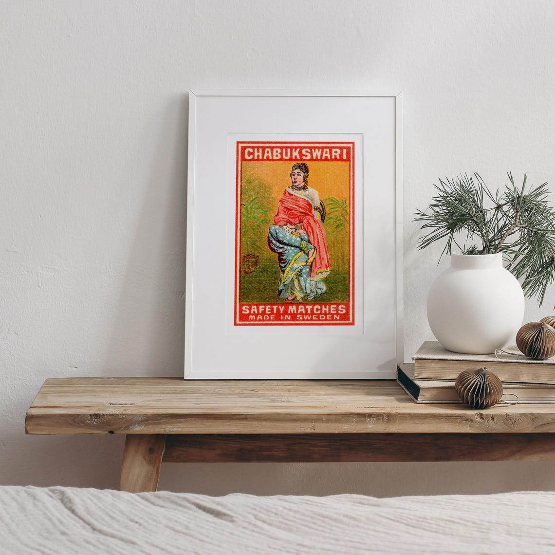 Chabukswari Seated Woman Sari Swedish Vintage Safety Matches Poster - Image 3
