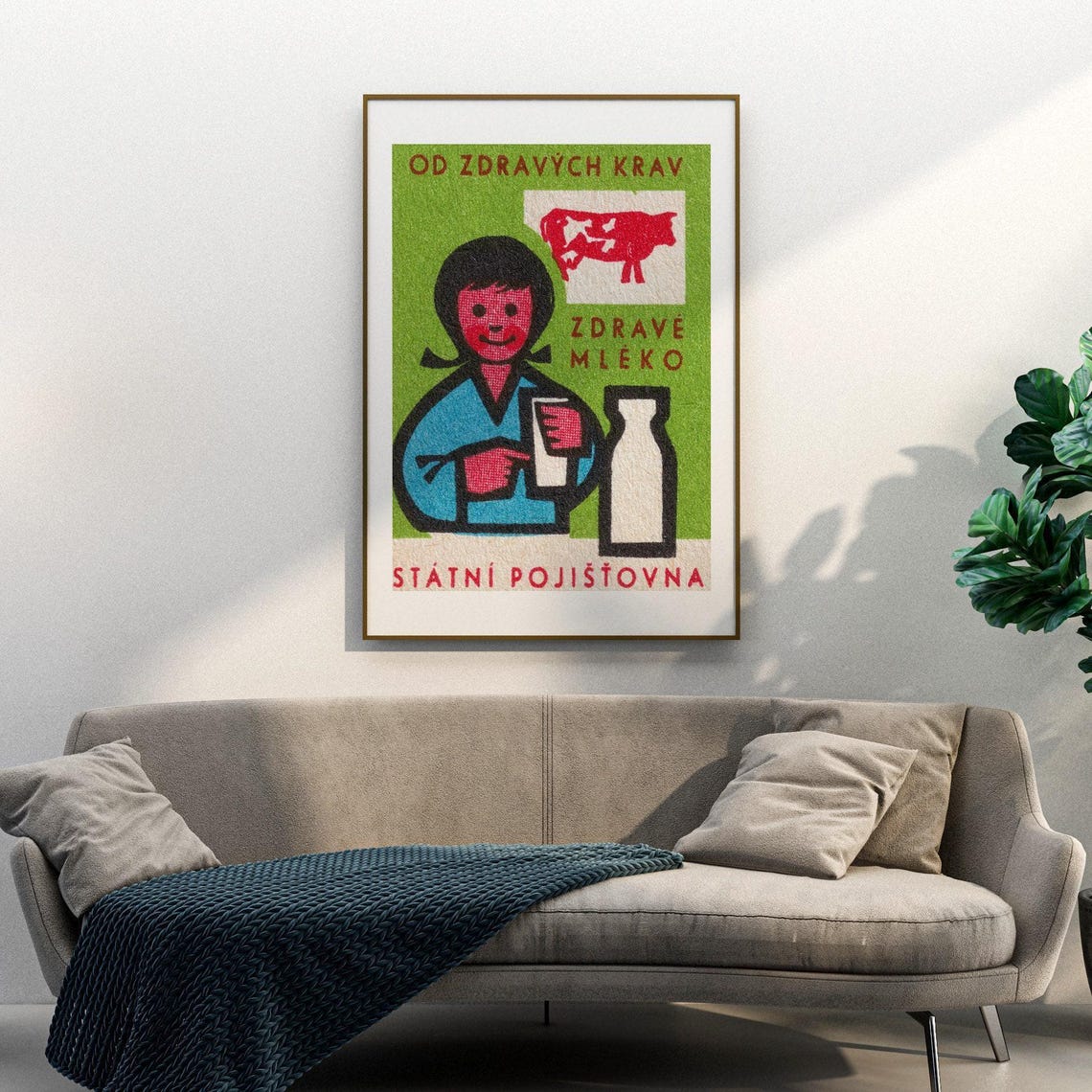 Healthy Cows Healthy Milk Vintage Czech Matchbox Label Art Poster - Image 3