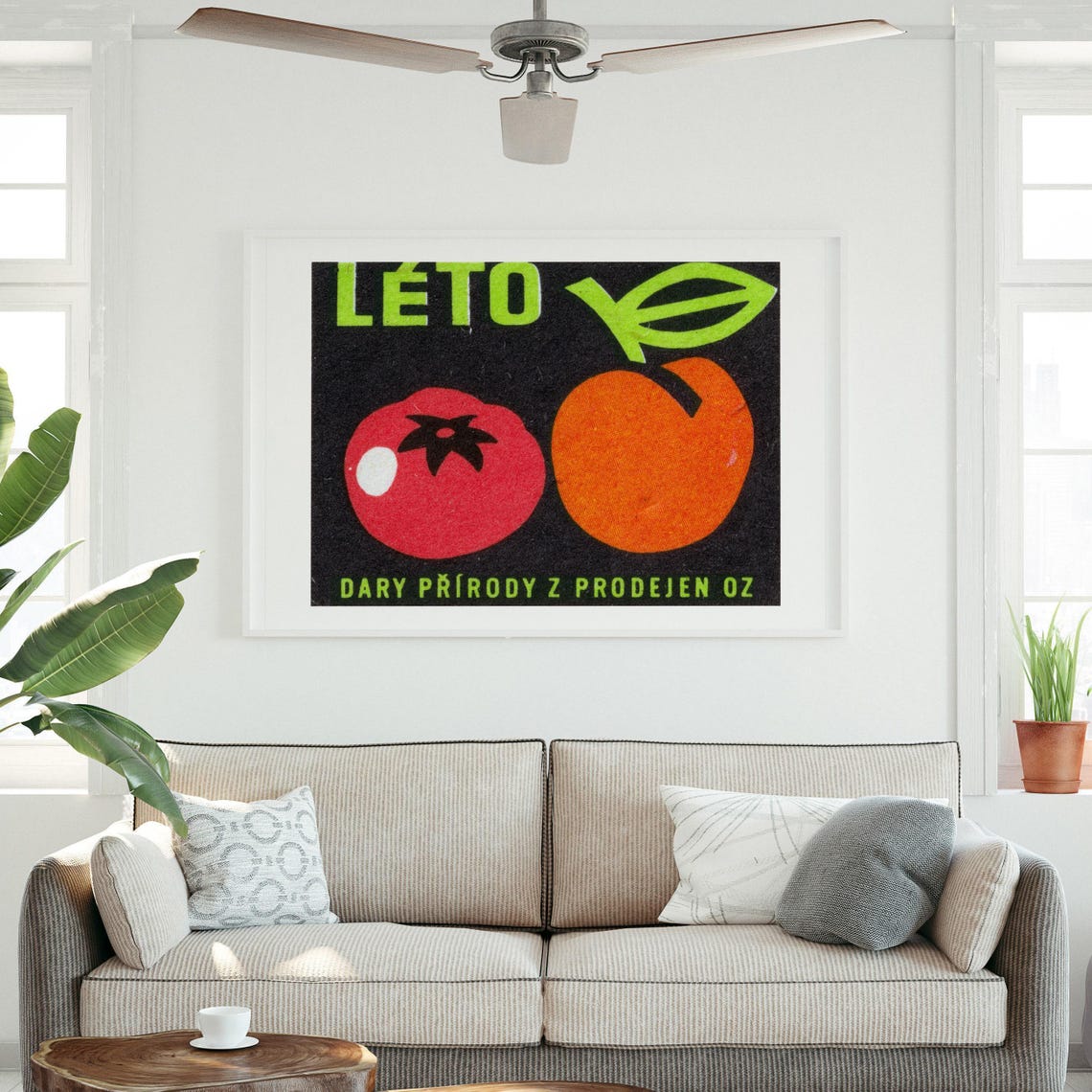 Summer Tomato Peach Vintage Czech Fruit Matchbox Label Poster - Image 3
