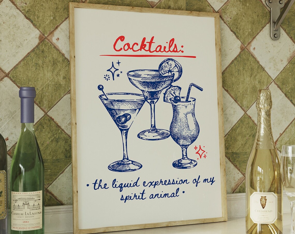 Cocktails The Liquid Expression Of My Spirit Animal Bar Poster