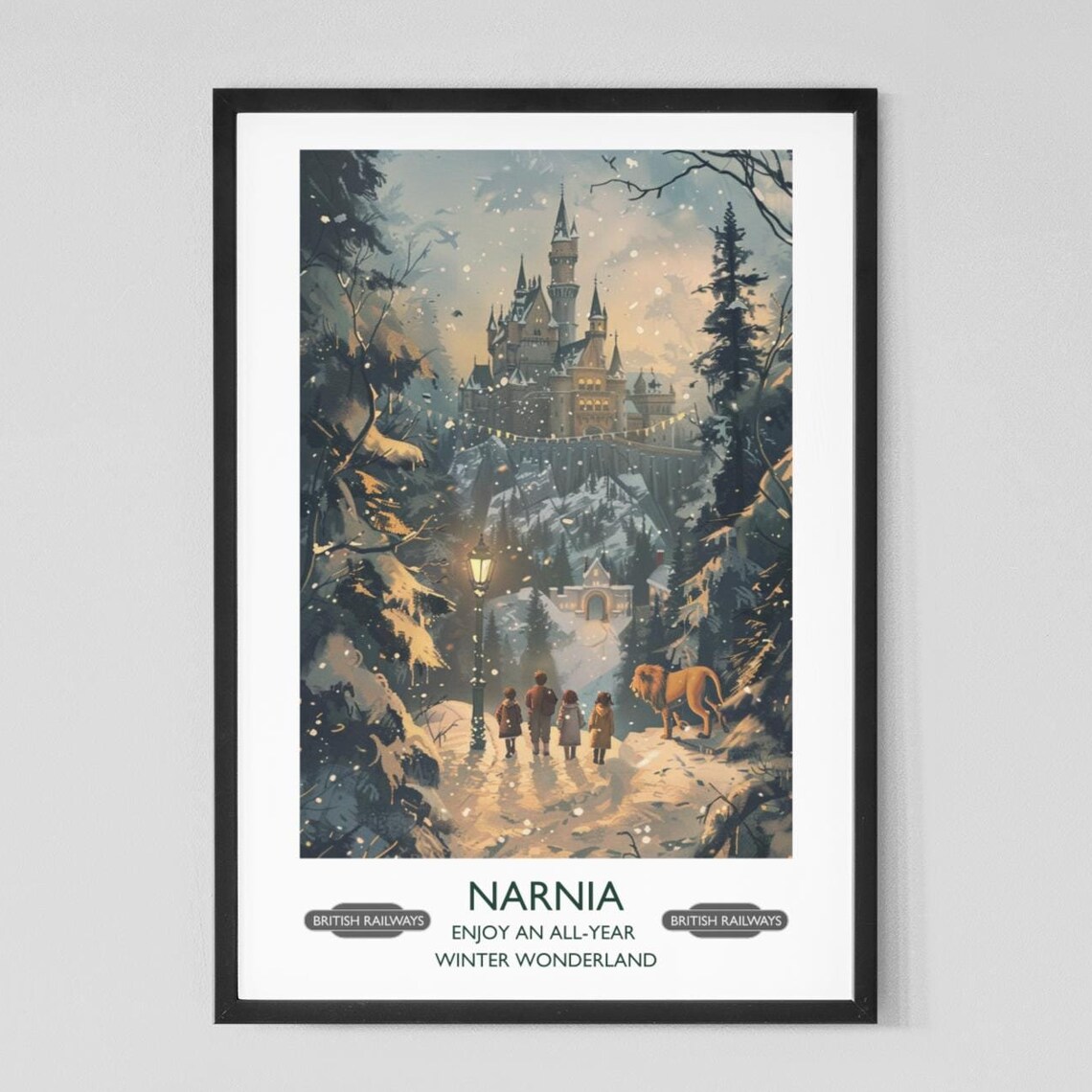 C S Lewis The Chronicles Of Narnia The Lion The Witch And The Wardrobe Literary Travel Poster Classic Childrens Literature