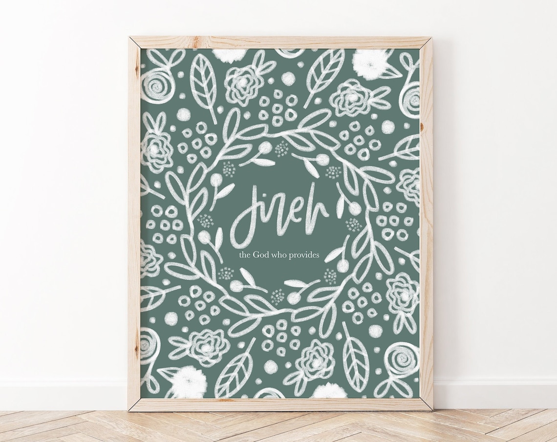 Jireh The God Who Provides Floral Wreath Christian Faith Wall Art