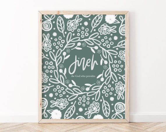 Jireh The God Who Provides Floral Wreath Christian Faith Wall Art