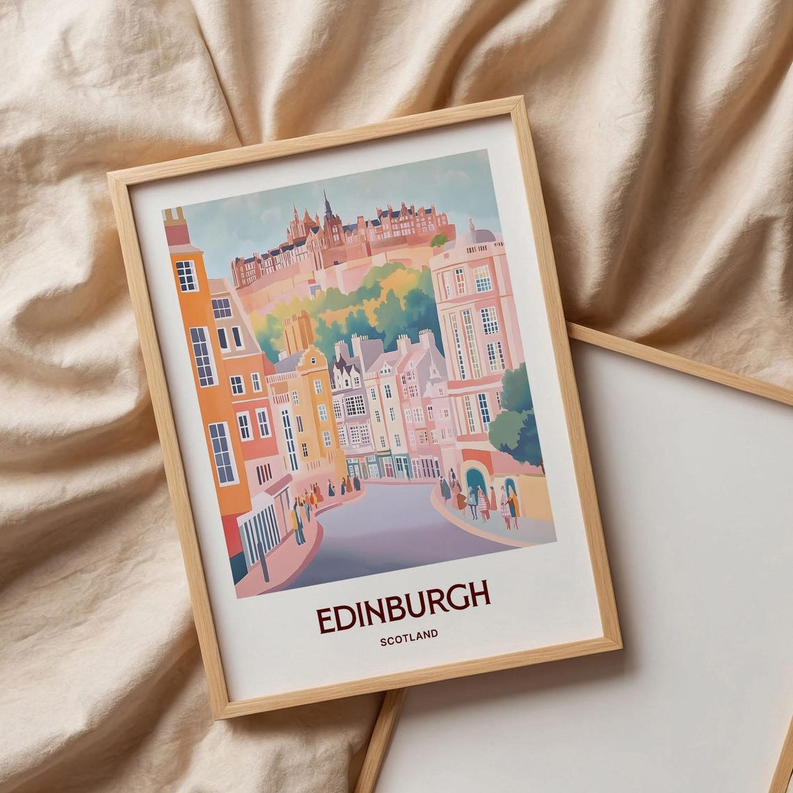 Edinburgh Scotland Royal Mile Street Castle Watercolor Travel Poster - Image 3