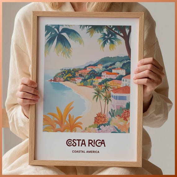 Costa Rica Travel Print San Jos Poster Arenal Volcano Art Minimalist Wall Decor Custom Text Gift Personalized Artwork C35 36
