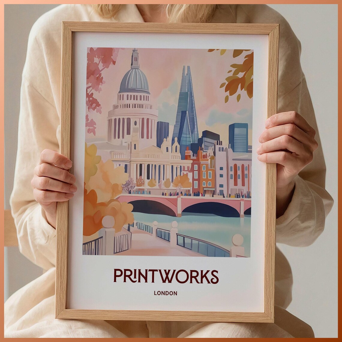 London Printworks St Pauls Cathedral Thames Bridge Art Poster