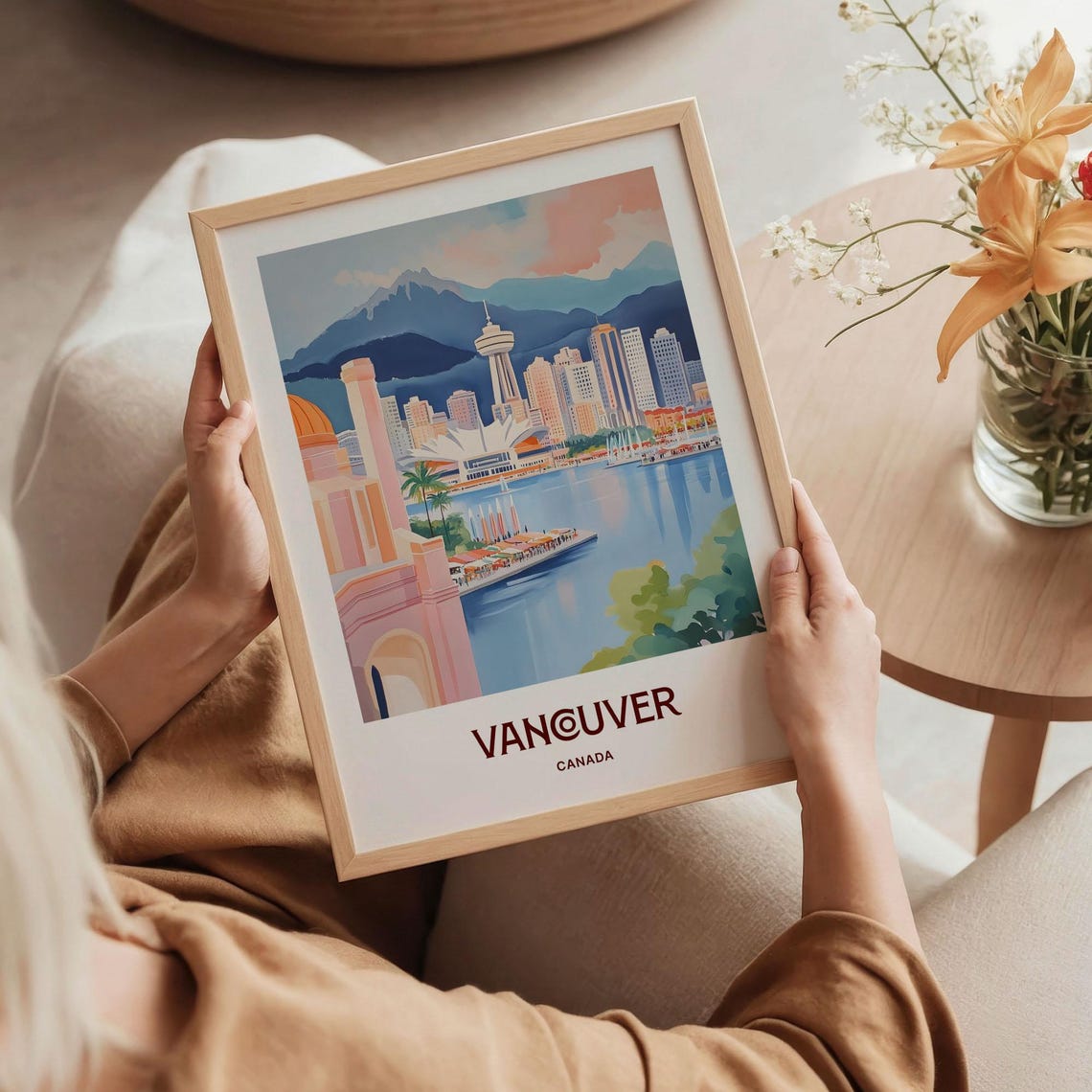 Vancouver Canada Harbor Skyline Mountain Reflection Scene Poster - Image 5