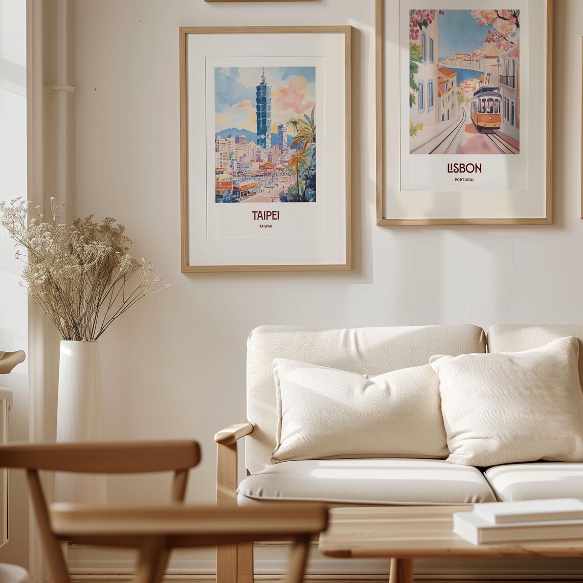 Taipei Taiwan Skyscraper Skyline Watercolor Cityscape Travel Poster Art - Image 4